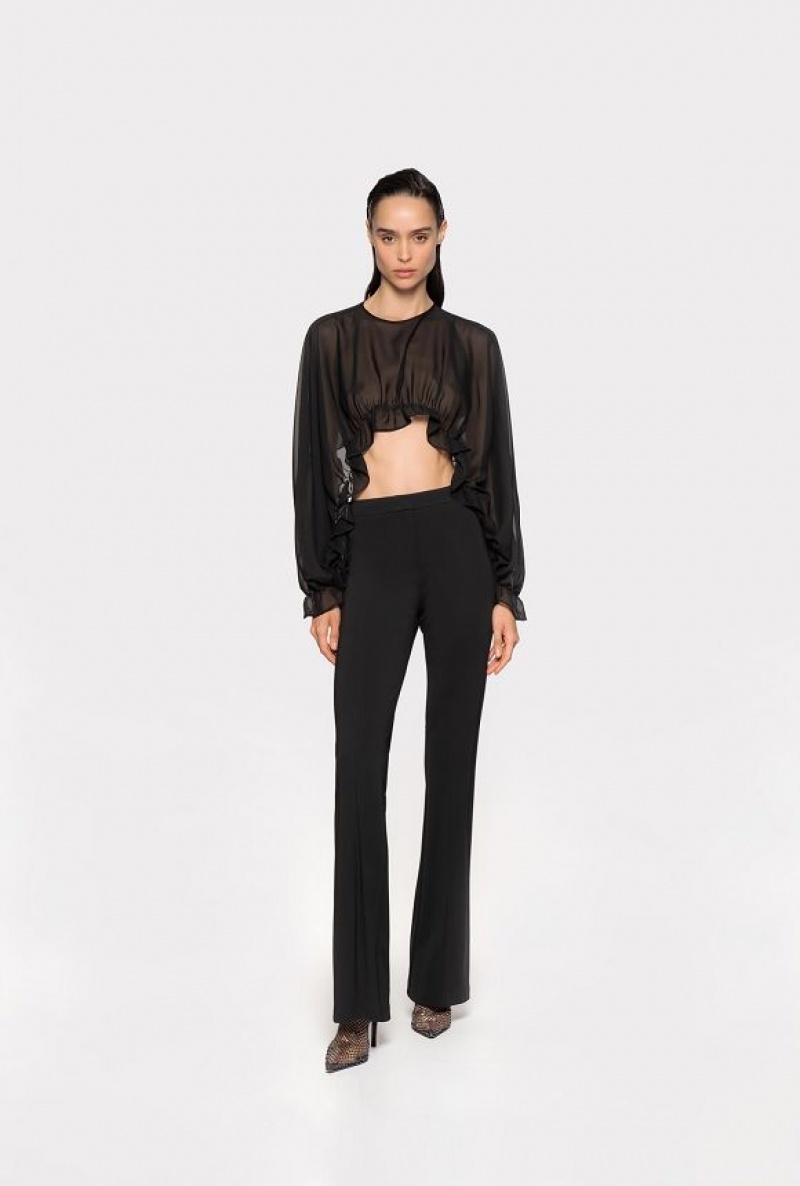 Pinko Flared Stretch Technical Trousers Černé | SN-PKO33679