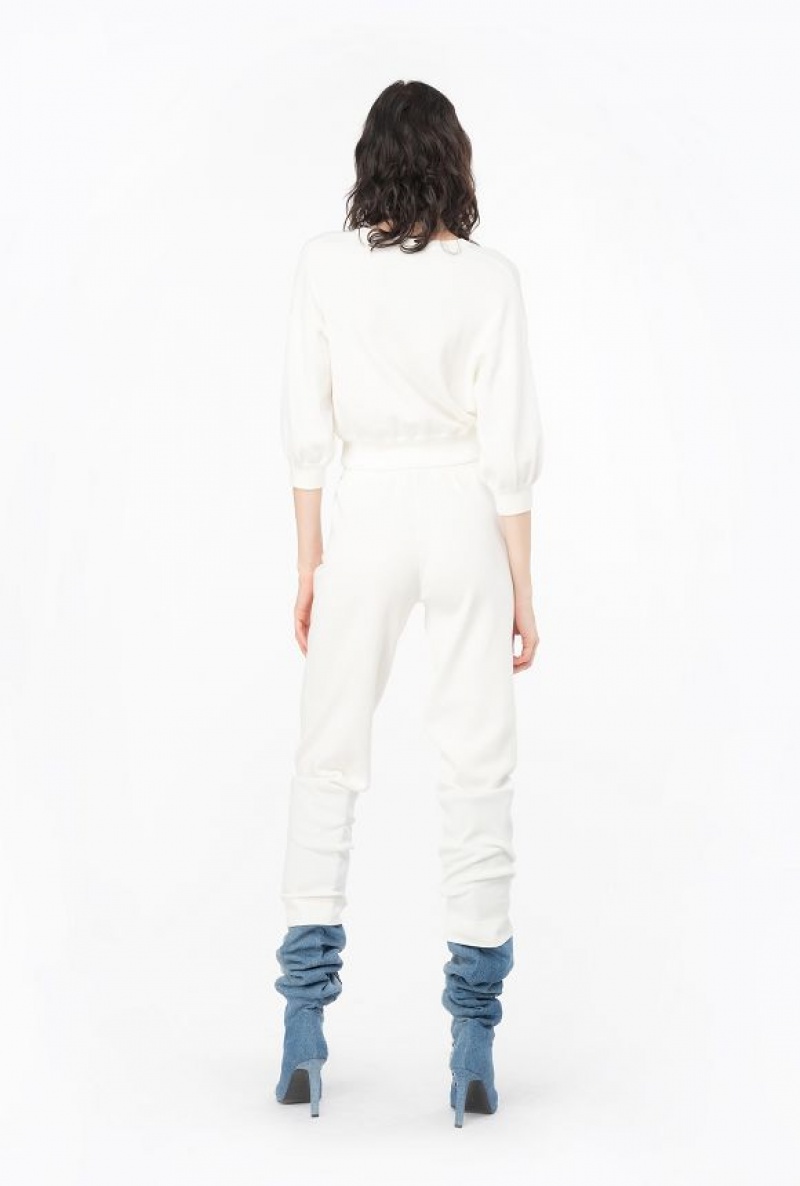 Pinko Fleece Joggers Bílé | SN-PKO33817