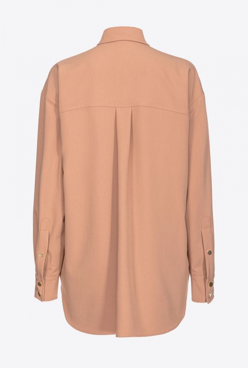 Pinko Flowing Shirt With Small Pockets Tmavě Meruňka | SN-PKO33164