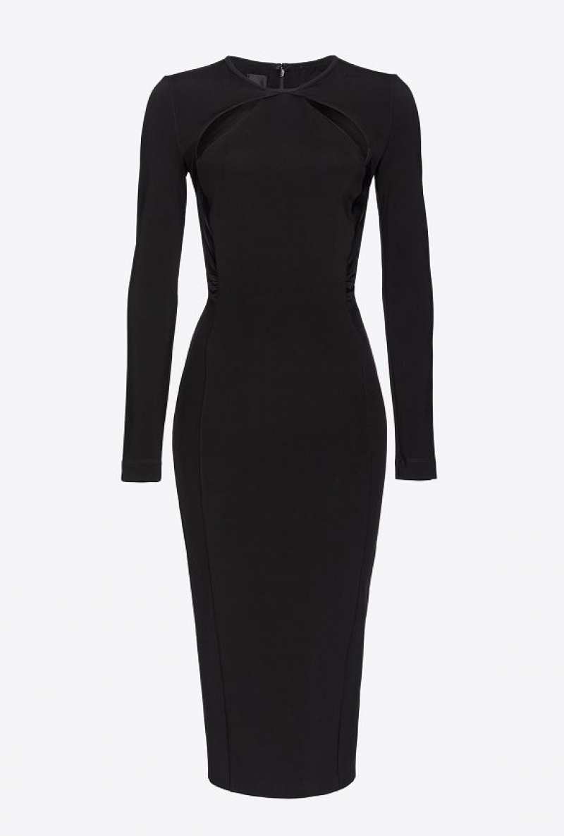 Pinko Fluid Neoprene Calf-length Šaty Černé | SN-PKO32997