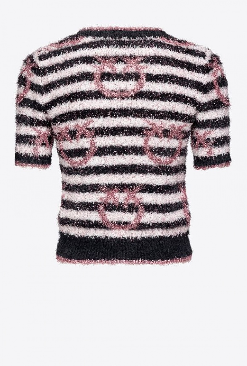 Pinko Fringed Lurex Svetrové Bílé Černé Růžové | SN-PKO33430