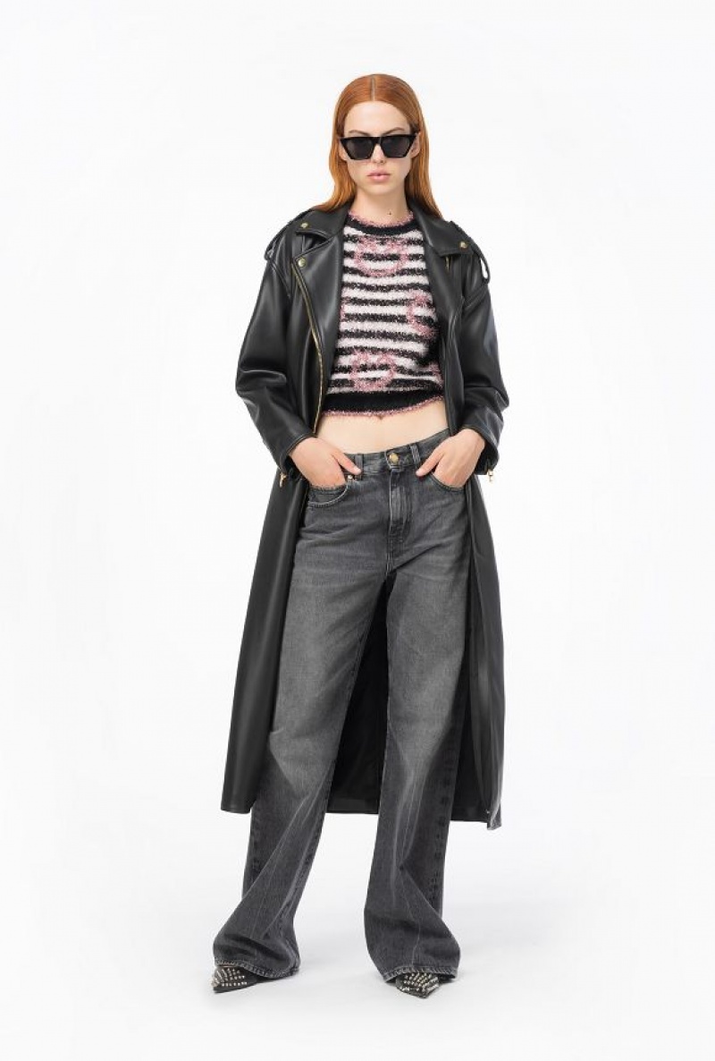 Pinko Fringed Lurex Svetrové Bílé Černé Růžové | SN-PKO33430