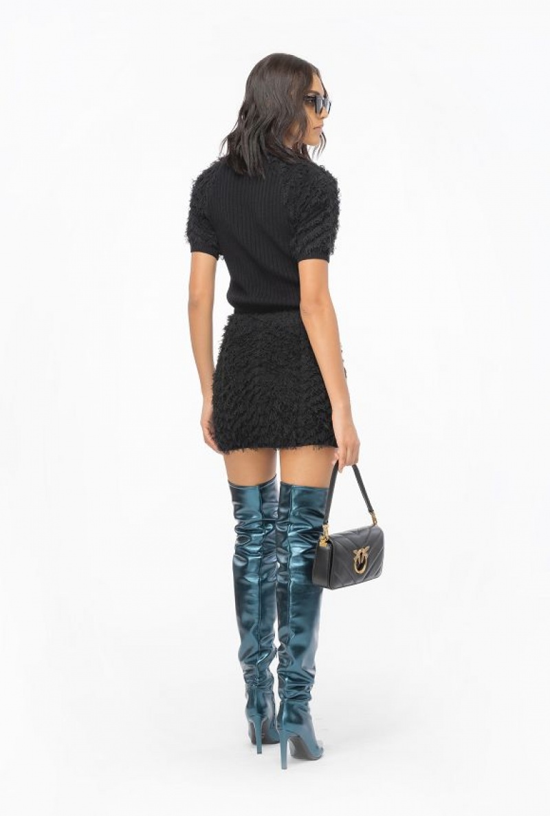 Pinko Fringe-effect Vlna-blend Svetrové Černé | SN-PKO33563