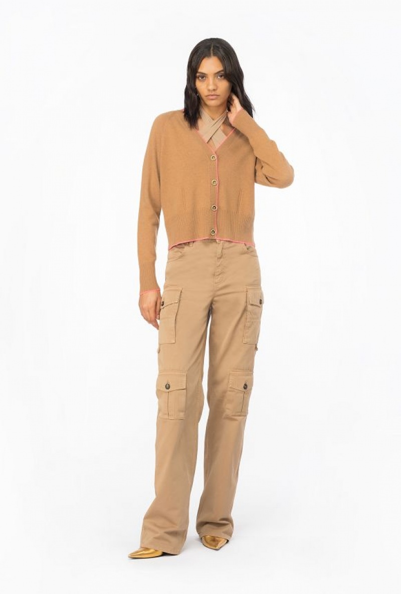 Pinko Gabardine Cargo Trousers Béžový Hnědé | SN-PKO33757