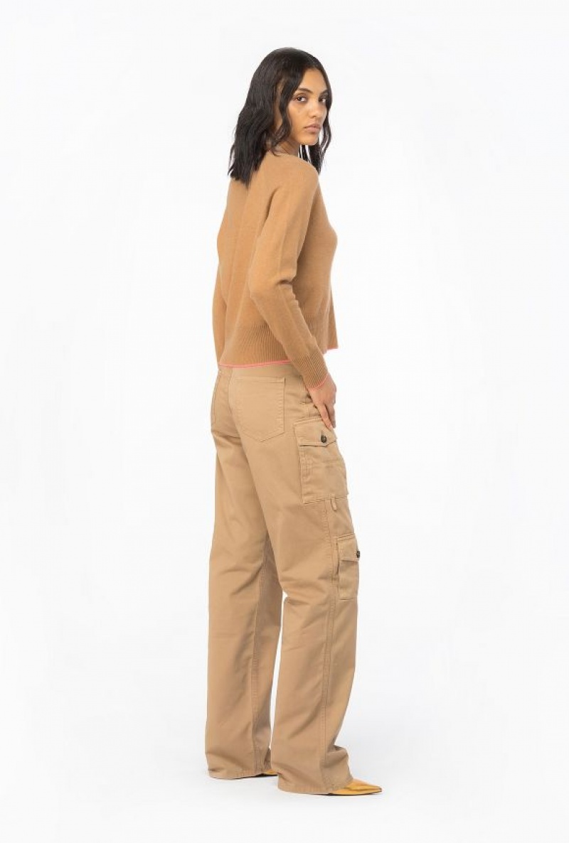 Pinko Gabardine Cargo Trousers Béžový Hnědé | SN-PKO33757