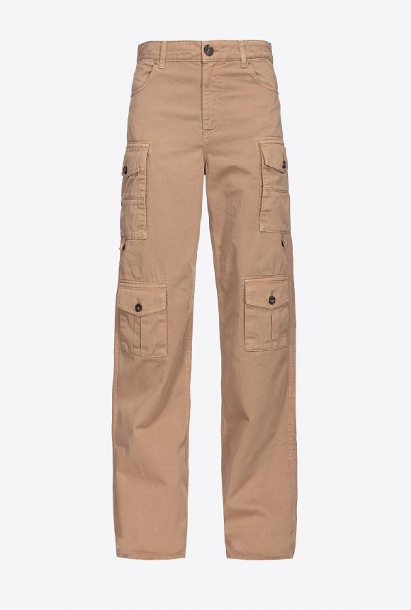 Pinko Gabardine Cargo Trousers Béžový Hnědé | SN-PKO33757