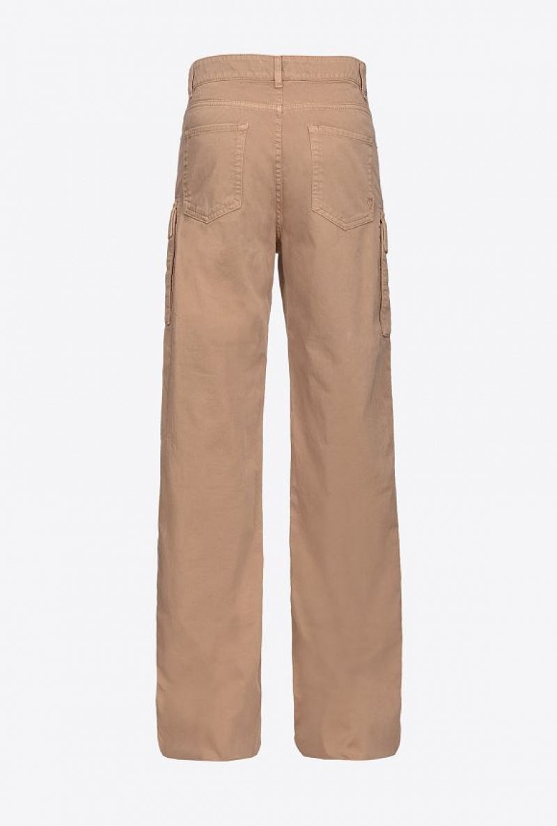 Pinko Gabardine Cargo Trousers Béžový Hnědé | SN-PKO33757