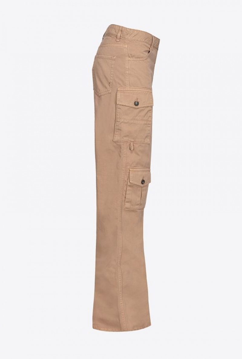Pinko Gabardine Cargo Trousers Béžový Hnědé | SN-PKO33757