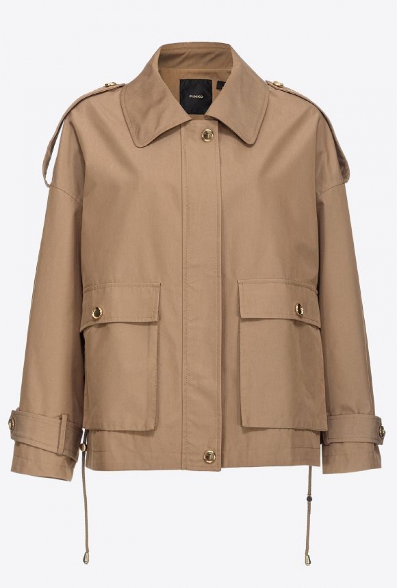 Pinko Gabardine Parka Šedé | SN-PKO33574