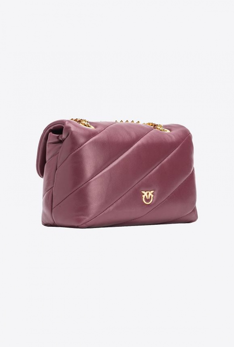 Pinko Galleria Classic Love Bag Puff Vínové Vínové Zlaté | SN-PKO32928