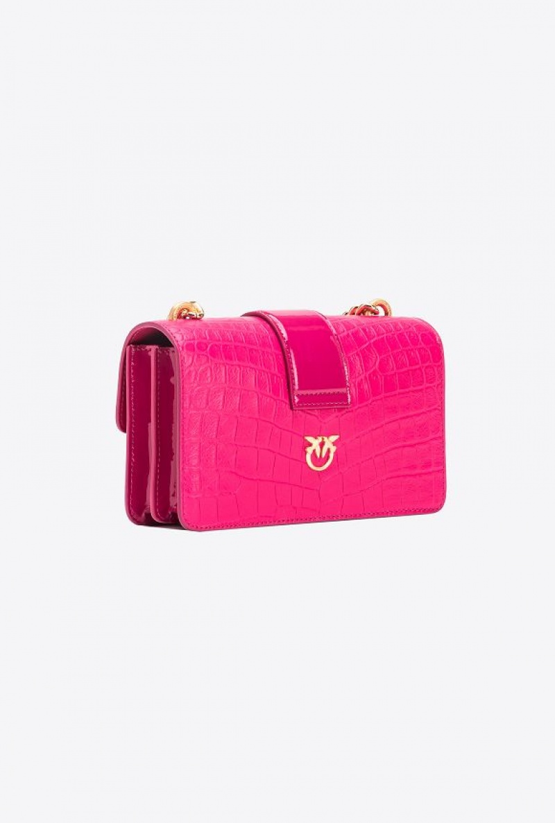 Pinko Galleria Crocodile Lakovaná Læder Mini Love Bag One Růžové Zlaté | SN-PKO32937