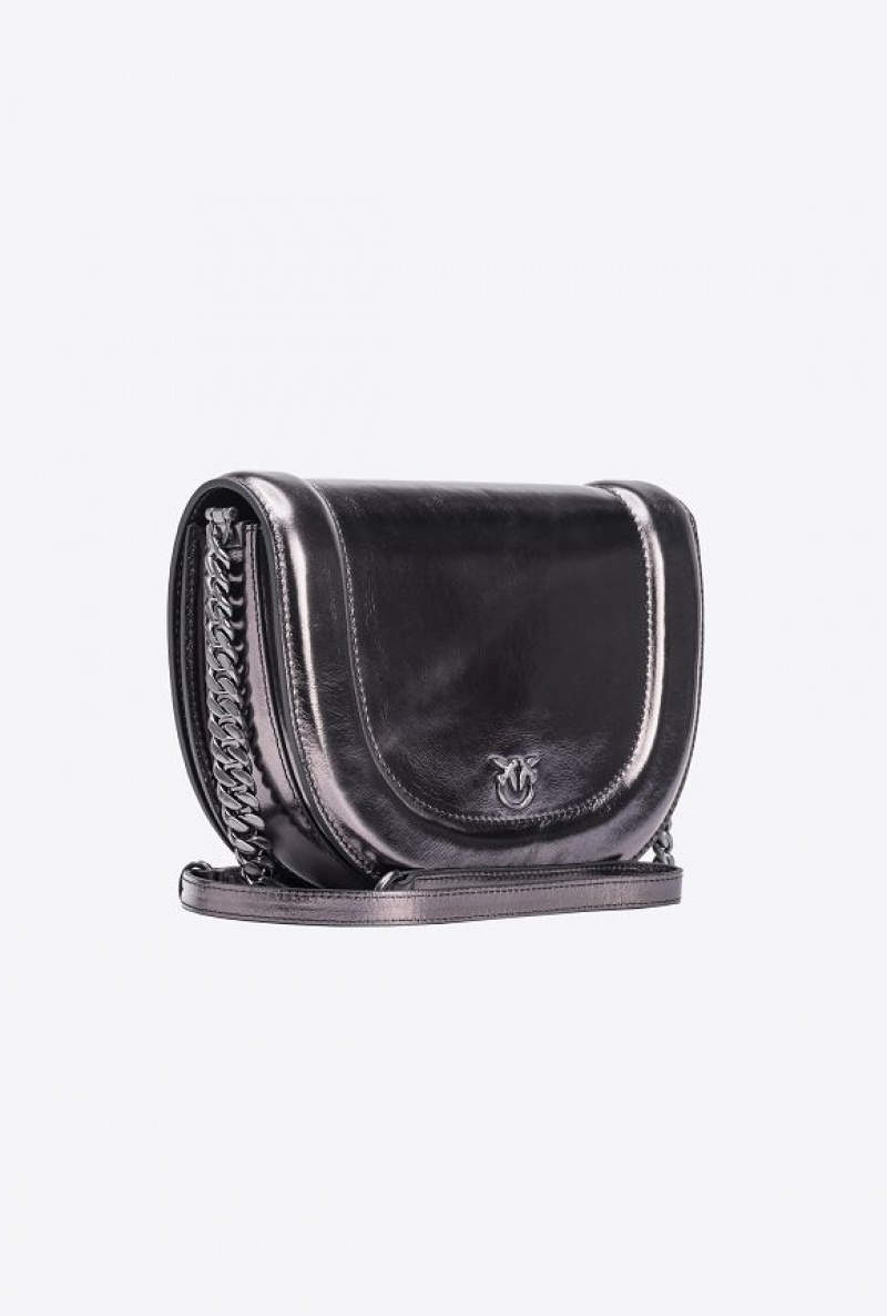 Pinko Galleria Laminated Classic Love Bag Click Round Šedé | SN-PKO32955