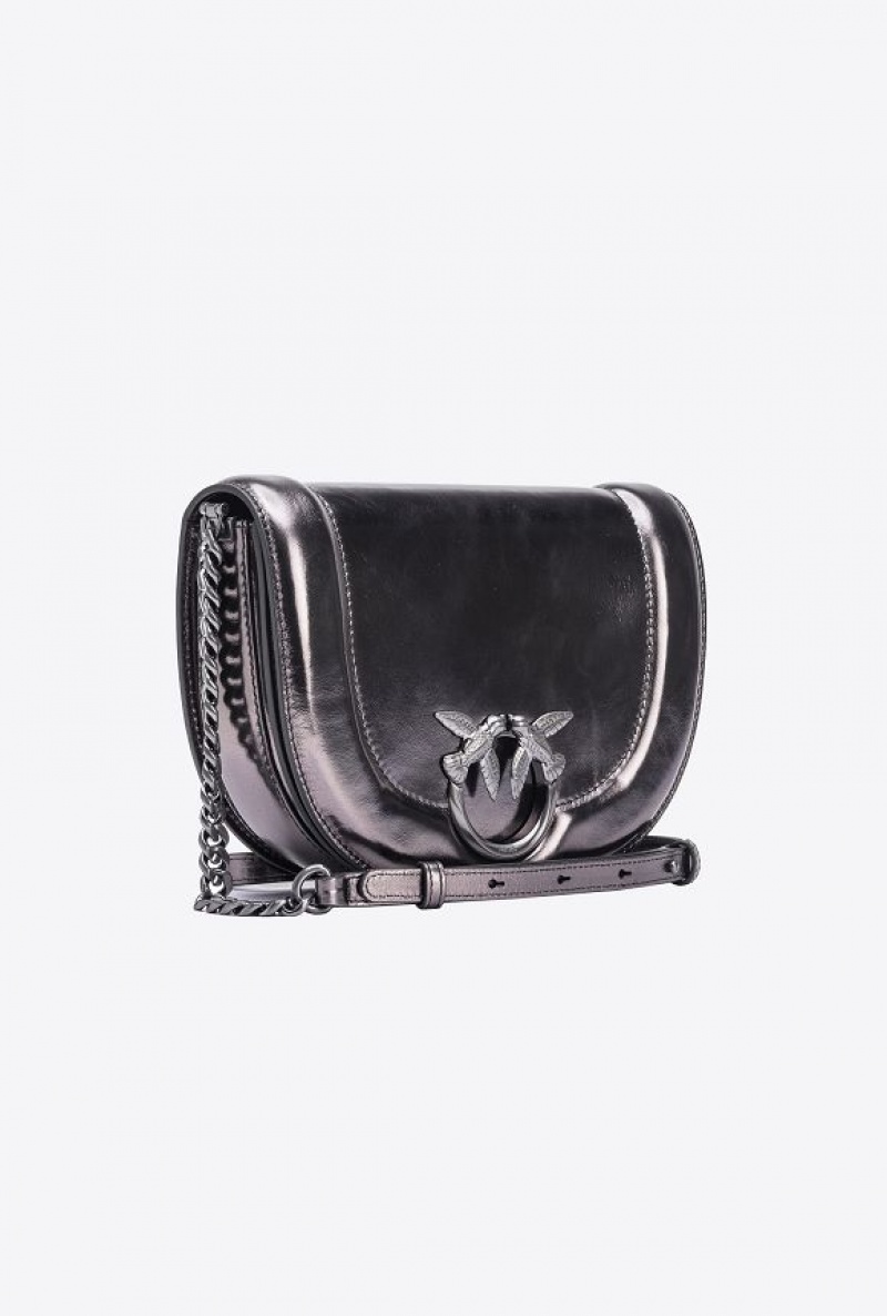 Pinko Galleria Laminated Classic Love Bag Click Round Šedé | SN-PKO32955