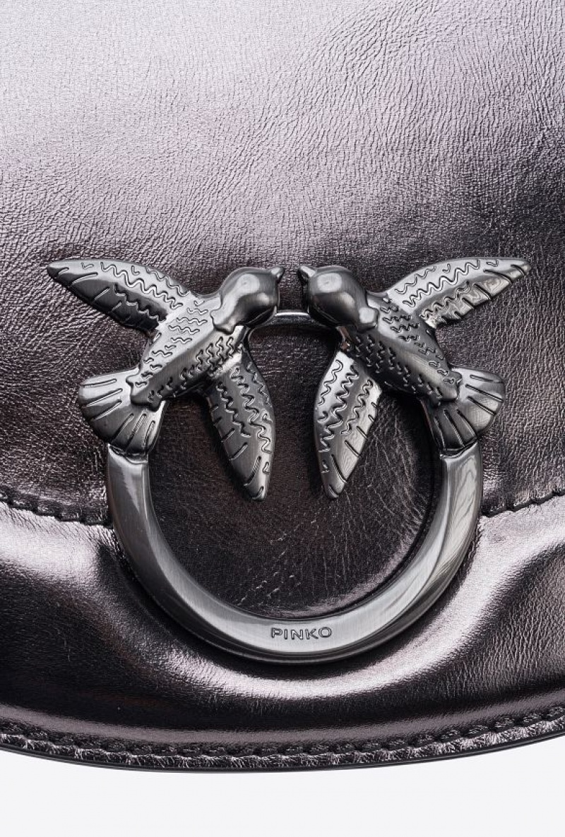 Pinko Galleria Laminated Classic Love Bag Click Round Šedé | SN-PKO32955