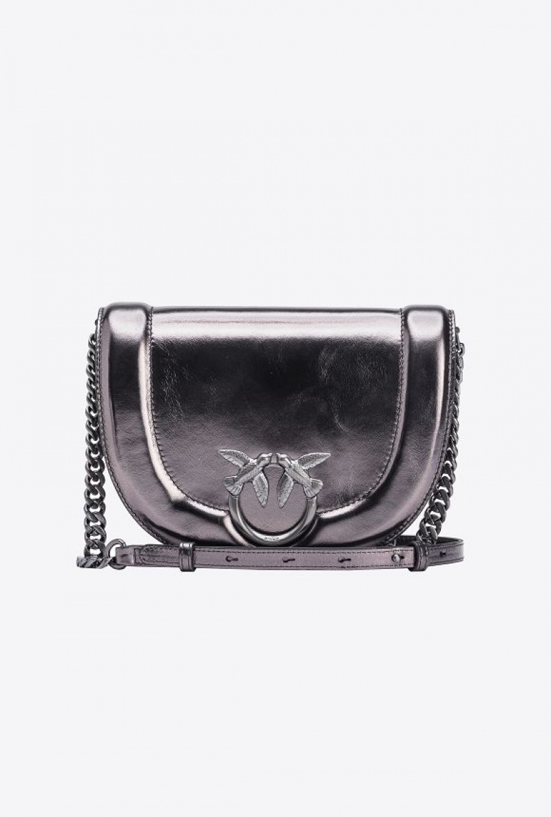 Pinko Galleria Laminated Classic Love Bag Click Round Šedé | SN-PKO32955