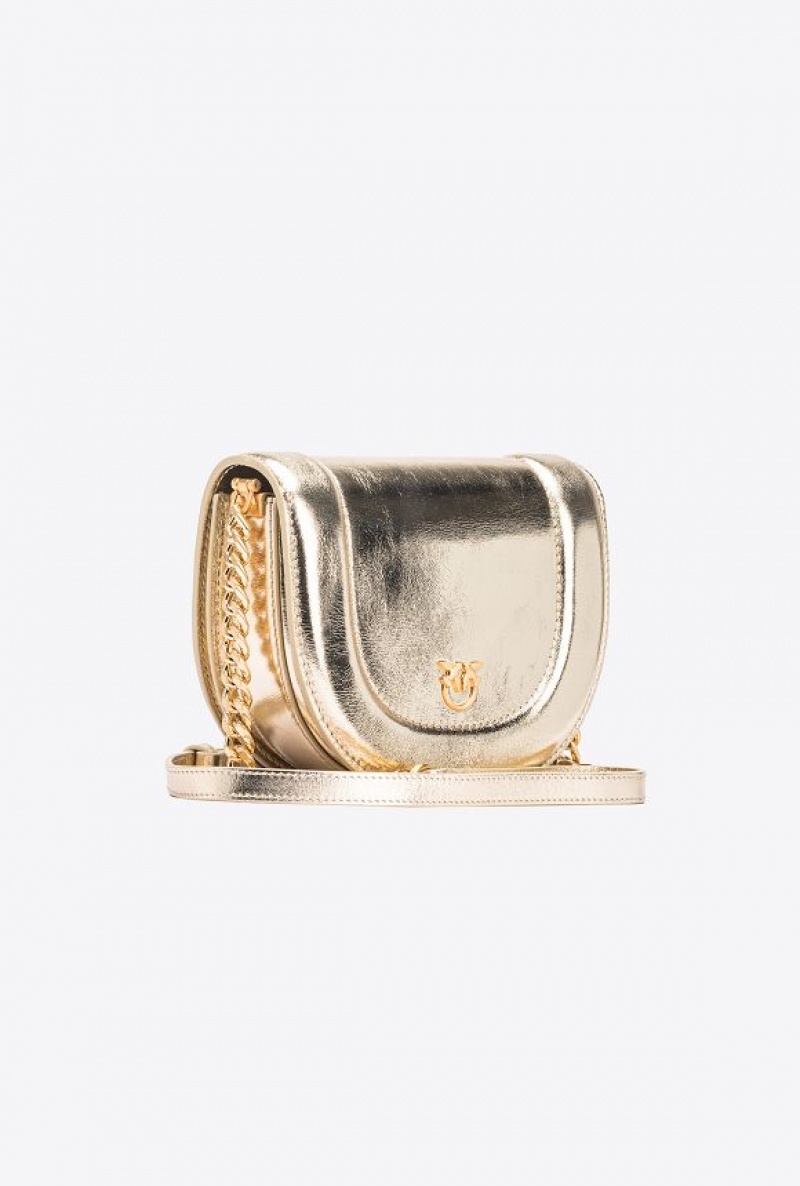 Pinko Galleria Laminated Mini Love Bag Click Round Zlaté | SN-PKO32667