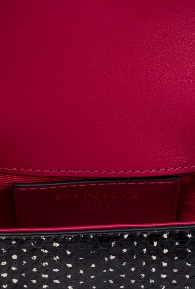 Pinko Galleria Micro Love Bag Click In Polka-dot Printed Reptile Skin Bílé Černé Zlaté | SN-PKO32429