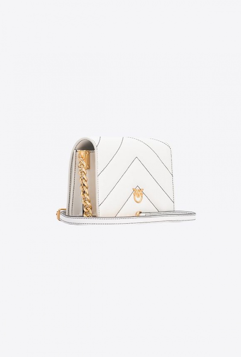 Pinko Galleria Mini Love Bag Click Big Chevron Opposite Bílé | SN-PKO32711