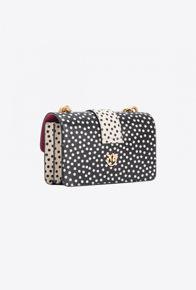 Pinko Galleria Mini Love Bag One In Polka Dot Print Černé Bílé Stříbrné | SN-PKO32665