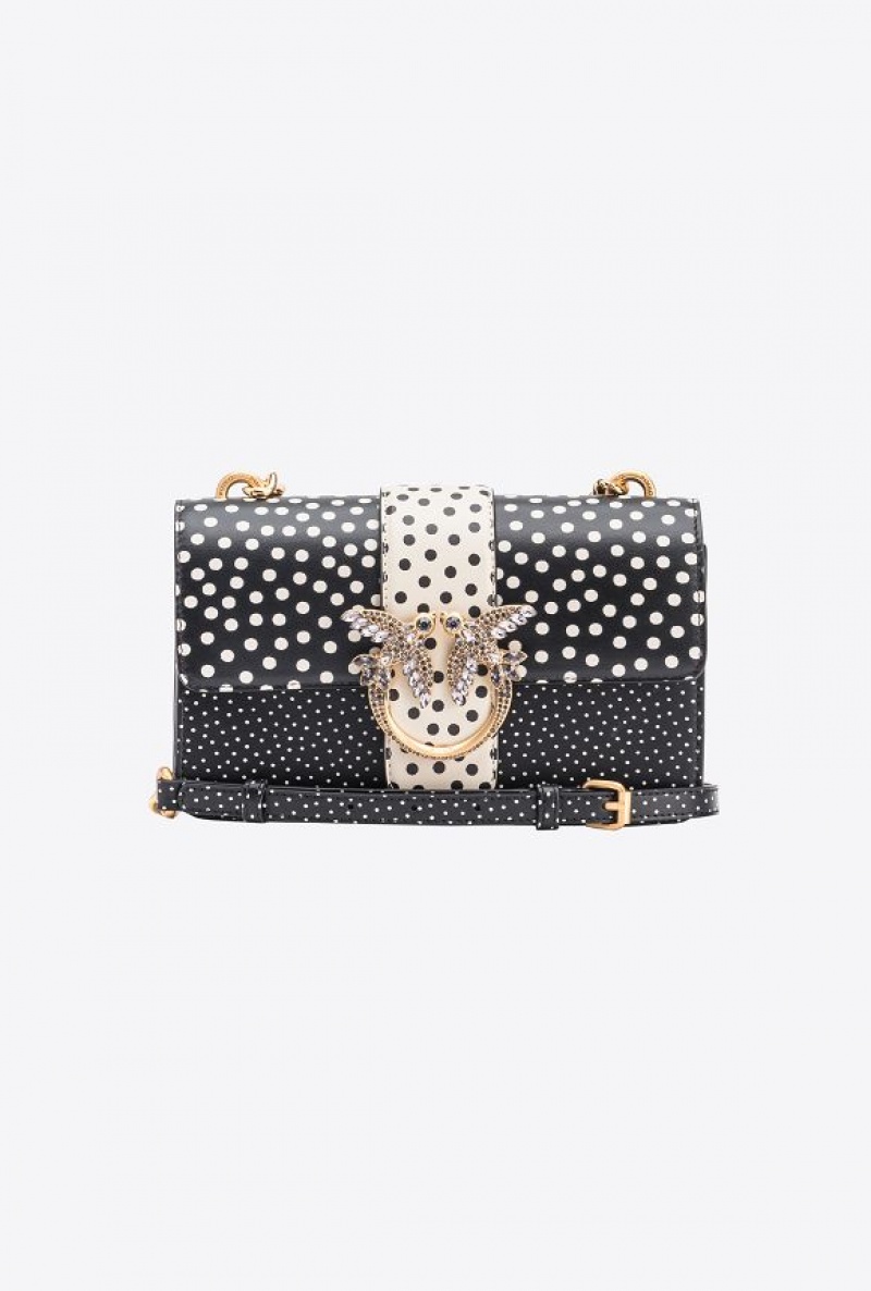 Pinko Galleria Mini Love Bag One In Polka Dot Print Černé Bílé Stříbrné | SN-PKO32364