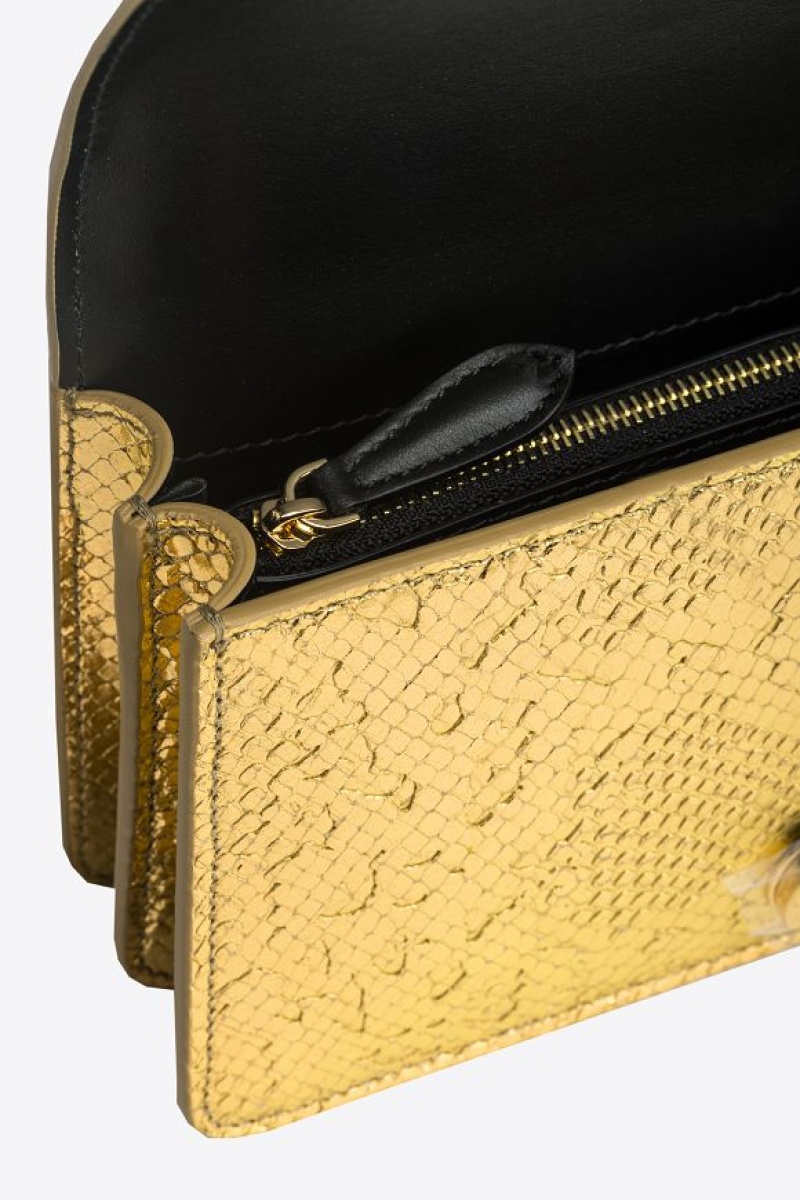 Pinko Galleria Mini Love Bag One In Punched Reptile Skin Zlaté | SN-PKO32912