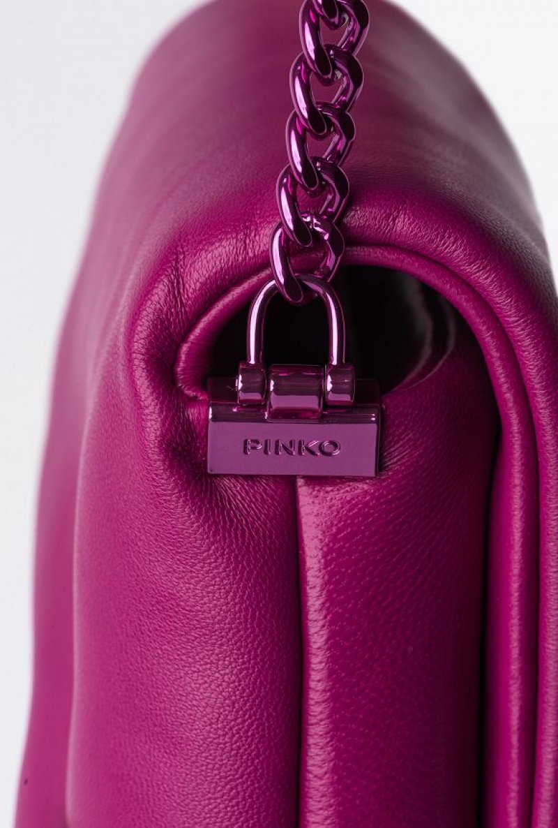 Pinko Galleria Nappa Læder Baby Love Bag Click Puff Tmavě Červené | SN-PKO32353