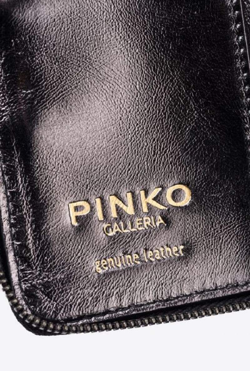 Pinko Galleria Zip-around Wallet In Laminated Læder Šedé | SN-PKO34265