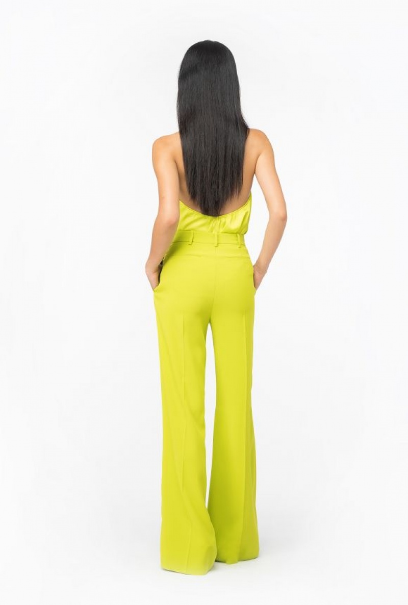 Pinko Halterneck Top In Light Satin Světle Zelene Fialové | SN-PKO33276