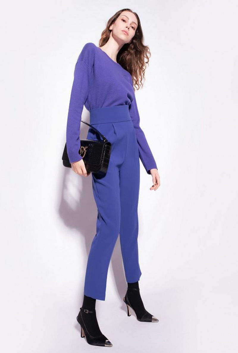 Pinko High-waisted Stretch CrêPe Trousers Blankyt | SN-PKO33696
