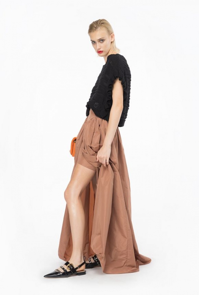 Pinko Knit Crop Top With Wavy Stripe Černé | SN-PKO33224