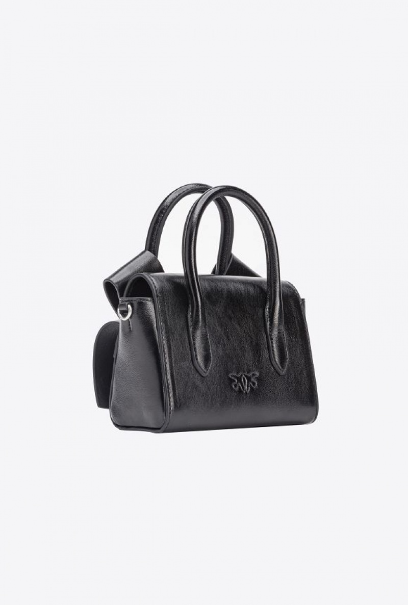 Pinko Laminated Aika Baby Purse Černé Stříbrné | SN-PKO32874