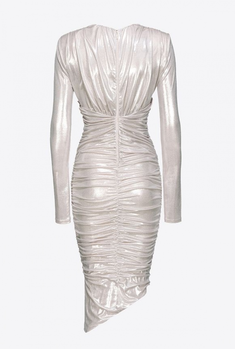 Pinko Laminated Jersey Calf-length Šaty Bílé | SN-PKO32969
