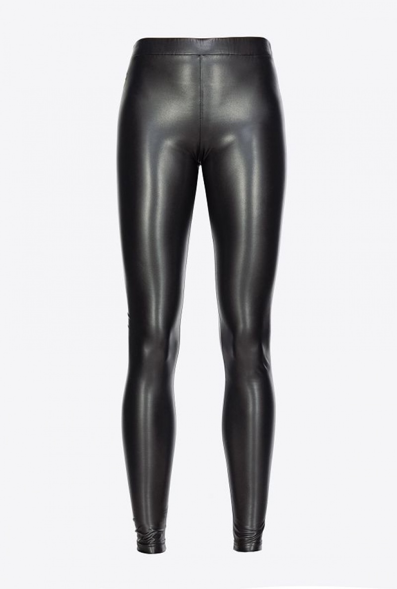 Pinko Læder-effect Leggings Černé | SN-PKO33807