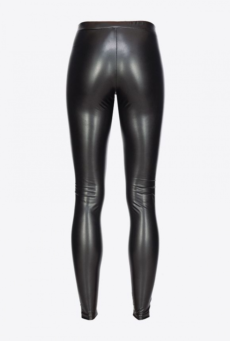 Pinko Læder-effect Leggings Černé | SN-PKO33807