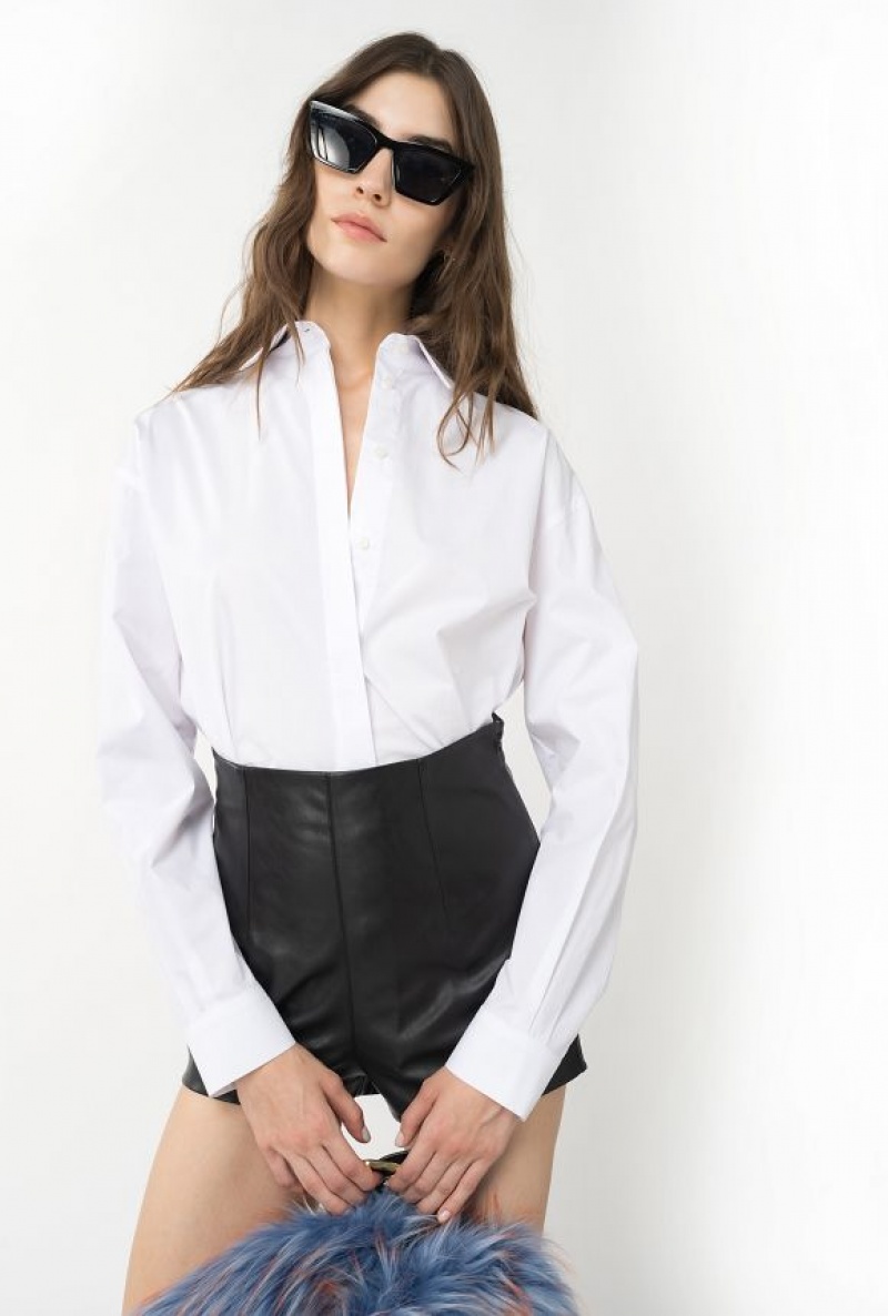 Pinko Læder-effect Shorts Černé | SN-PKO33808