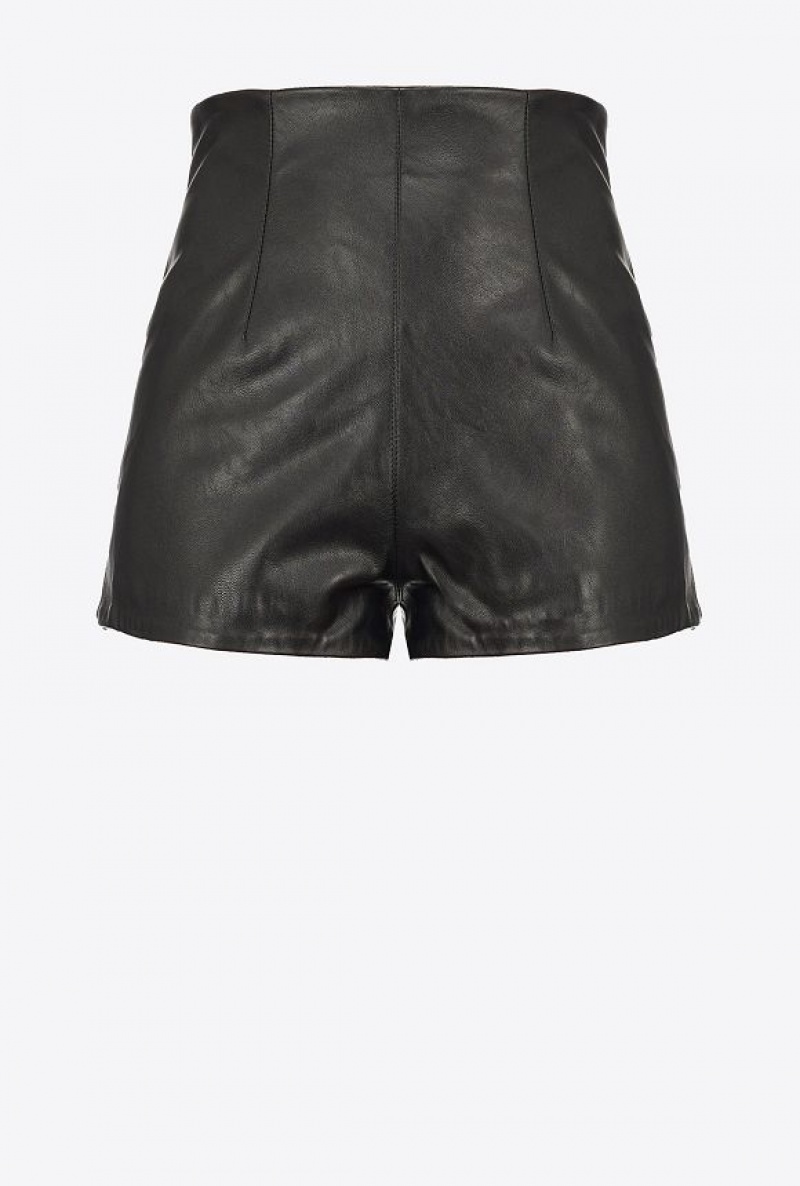 Pinko Læder-effect Shorts Černé | SN-PKO33808