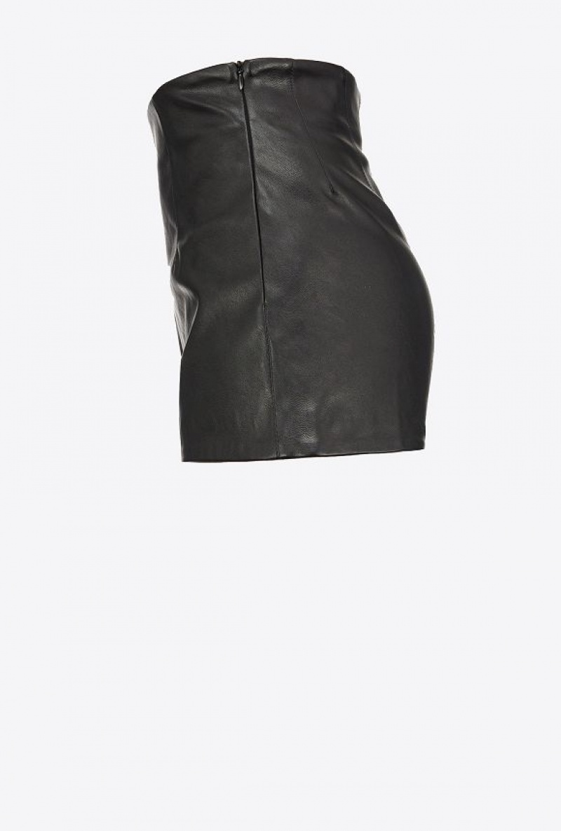 Pinko Læder-effect Shorts Černé | SN-PKO33808