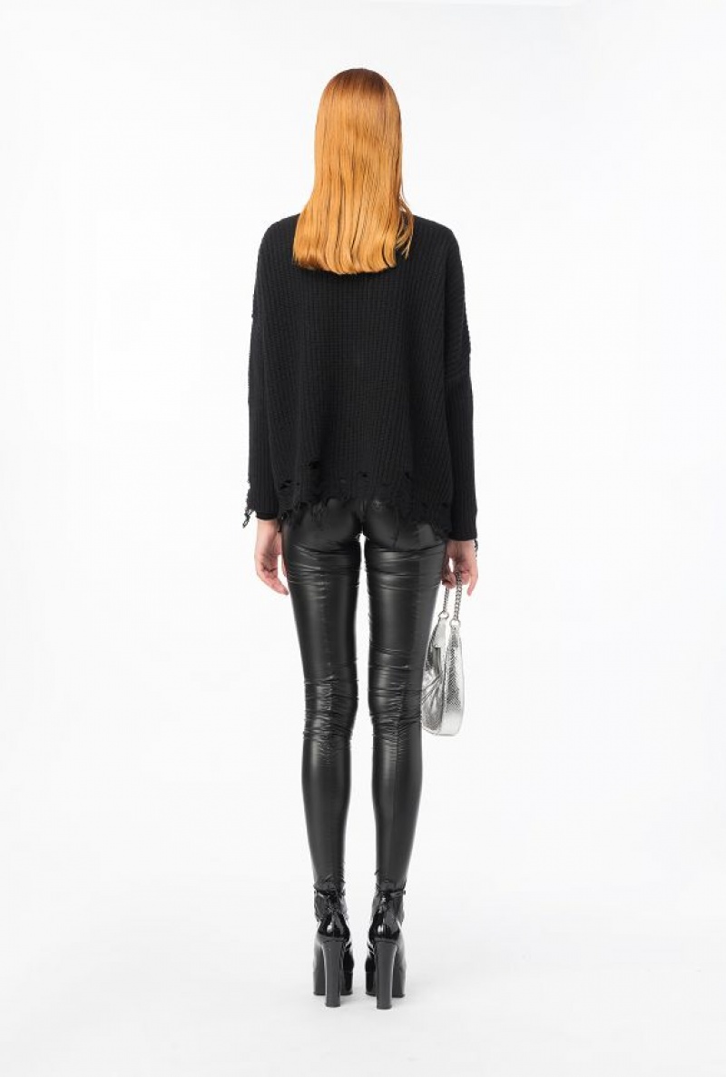 Pinko Læder-effect Tights Černé | SN-PKO33707