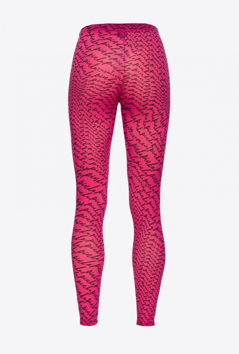 Pinko Leggings With Fluid Logo Růžové Černé | SN-PKO33741