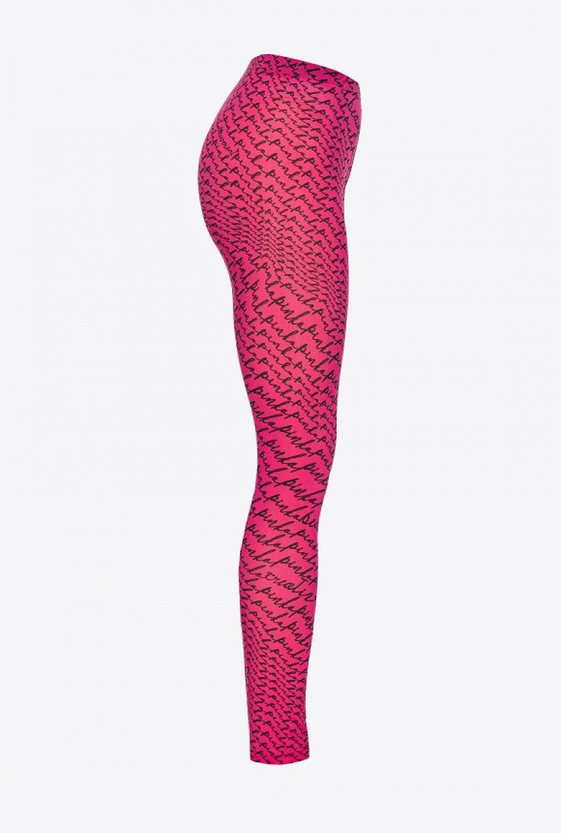 Pinko Leggings With Fluid Logo Růžové Černé | SN-PKO33741