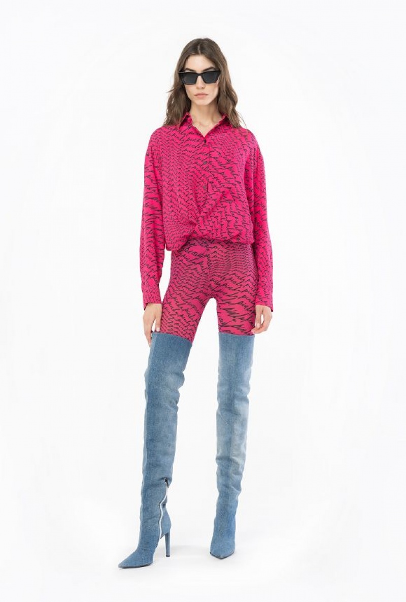 Pinko Leggings With Fluid Logo Růžové Černé | SN-PKO33741