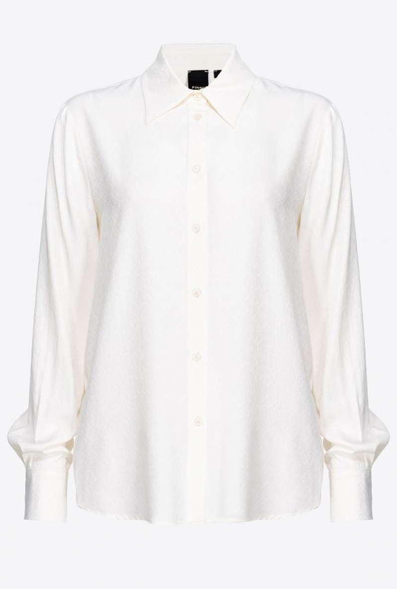 Pinko Logo Jacquard Shirt Světle Žluté Krém Bílé | SN-PKO33151