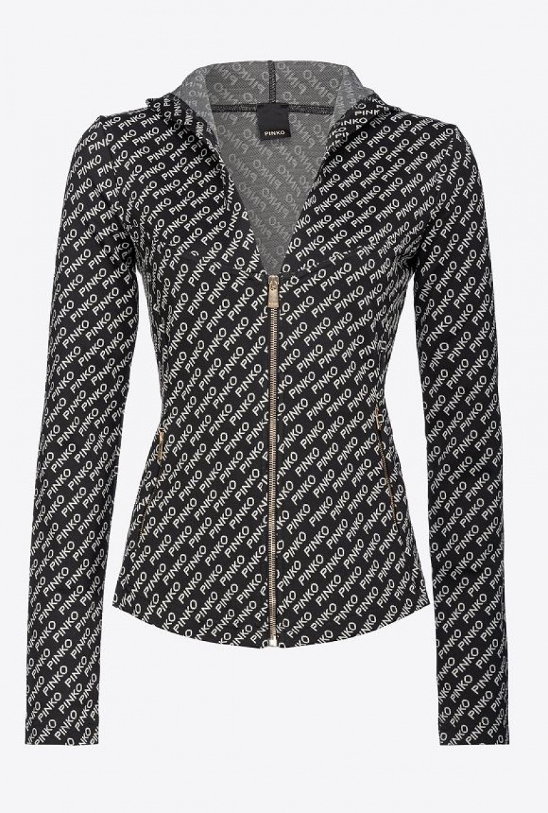 Pinko Logo Jacquard Sweatshirt Černé Bílé | SN-PKO33424