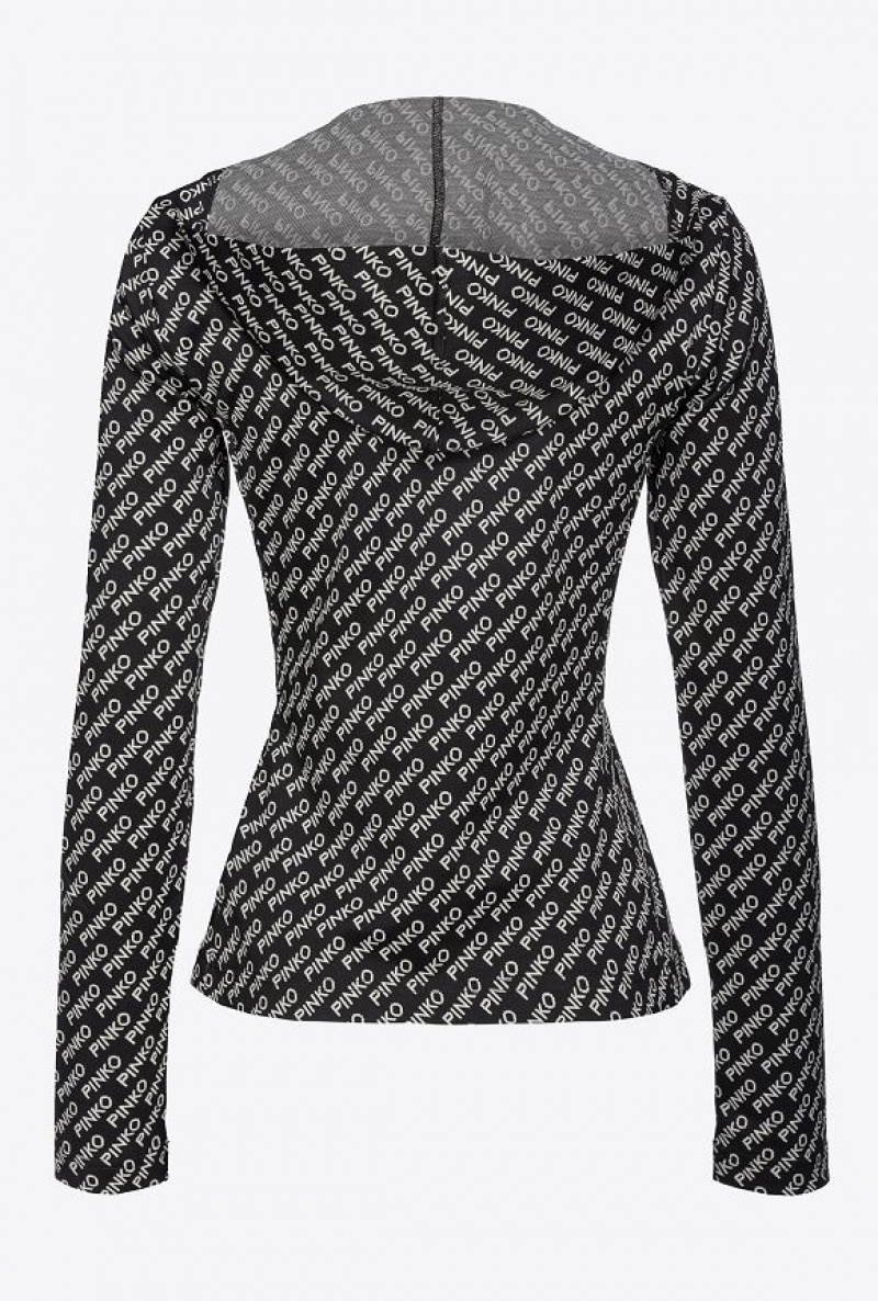 Pinko Logo Jacquard Sweatshirt Černé Bílé | SN-PKO33424