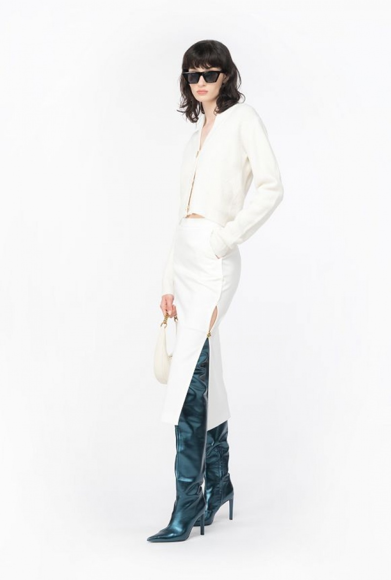 Pinko Long Skirt With Metal Buttons Bílé | SN-PKO34050