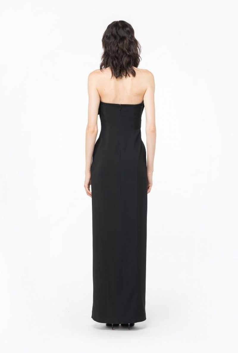 Pinko Long Šaty With Bow Černé | SN-PKO33036