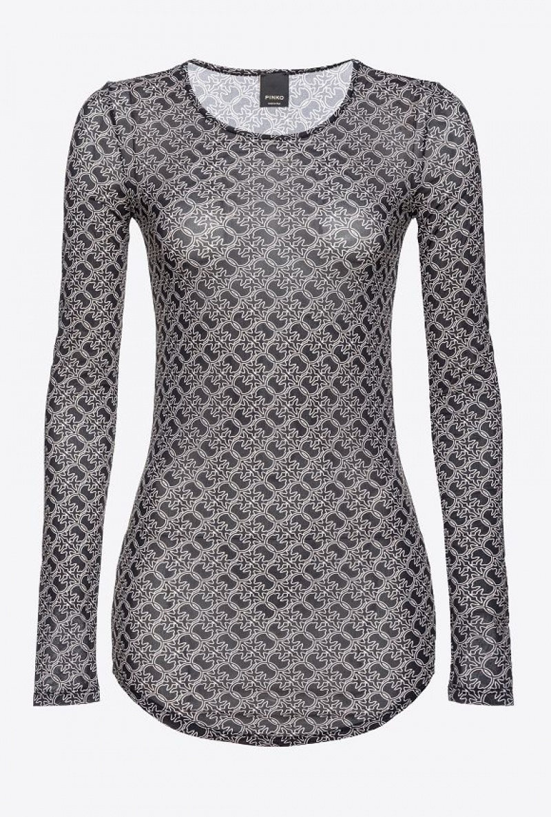 Pinko Long-sleeved Svetrové With Logo Černé | SN-PKO33367
