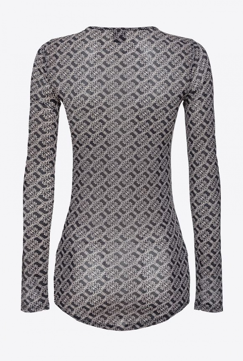 Pinko Long-sleeved Svetrové With Logo Černé | SN-PKO33367