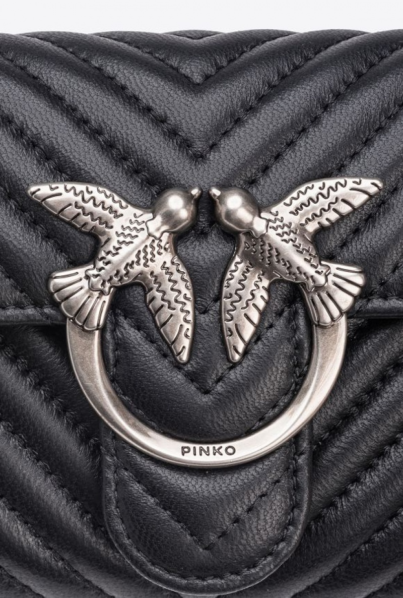 Pinko Love Bag One Wallet Chevron Černé Stříbrné | SN-PKO32385