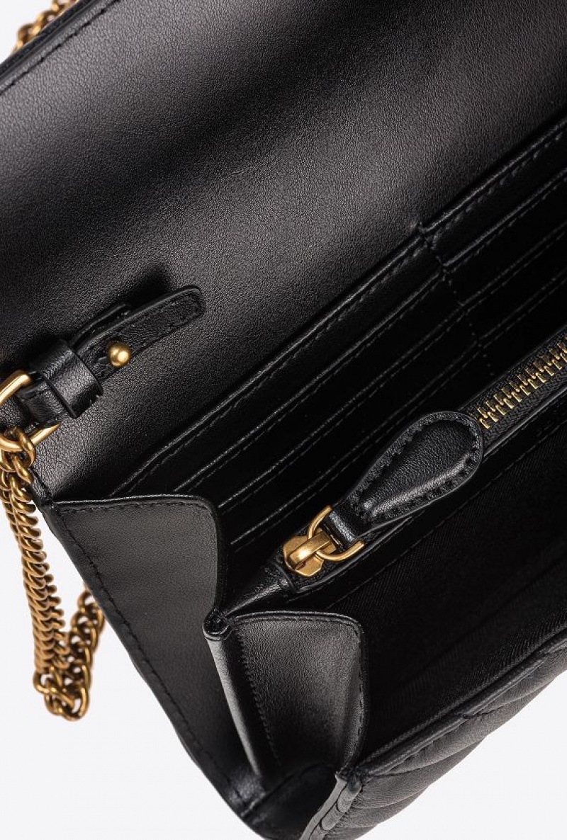 Pinko Love Bag One Wallet Chevron Černé Zlaté | SN-PKO34353